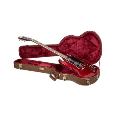 Image of Crossrock Designer Series Wooden Case for Gibson SG Electric Guitars Security Lock, Metal Feet, Storage Space Blossom Brown(CRW530SGBQ)