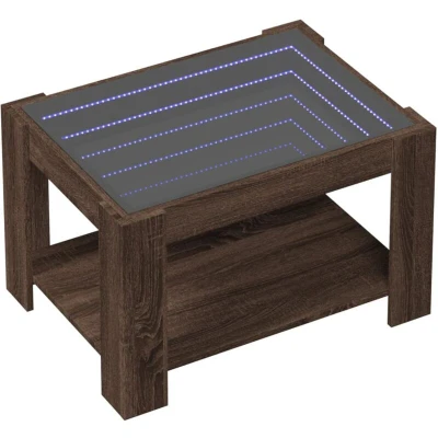 Image of vidaXL Coffee Table with LED Brown Oak 73x53x45 cm Engineered Wood