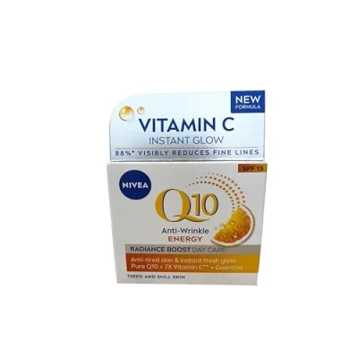 Image of Nivea Q10 Plus C Anti Wrinkle + Energy SPF 15 Day Cream with Vitamin for Tired, Dull Skin