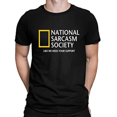 Image of Mens National Sarcasm Society Geographic Parody Funny T Shirt Black (L)