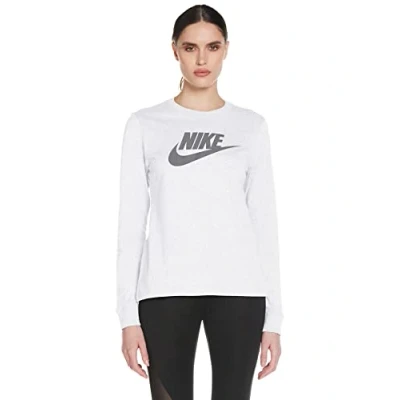 Image of Nike W NSW TEE Essntl Ls Icon Ftr Long Sleeved T Shirt Dark Grey Heather/(Black), XX Large