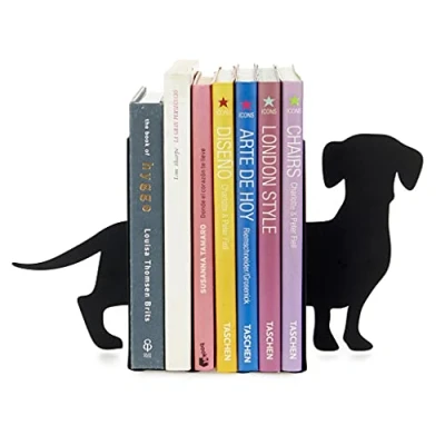 Image of Balvi Bookend Teckel Colour black Dog shaped Support for books 2 units Metal
