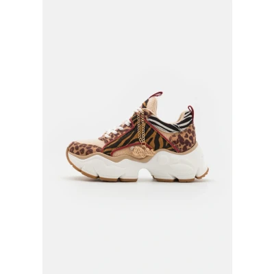 Image of Buffalo Vegan Binary GLAM Trainers black/brown/red, Women&#039;s, Size: 4, Black/brown/red Imitation leather/ textile