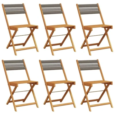 Image of vidaXL Folding Garden Chairs 6 pcs Grey Solid Wood Acacia