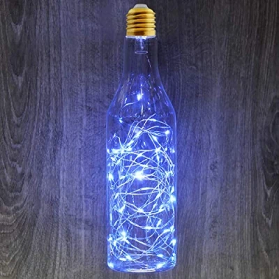Image of 1w Blue LED Fairy String Decorative Filament Light Bulb E27 Glass Bottle Festive Festoon Lamp 240v Mains