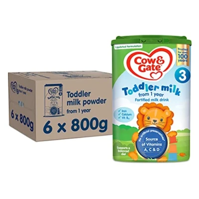 Image of Cow &amp; Gate 3 Toddler Baby Milk Powder Formula, 1 2 Years, 800 g (Pack of 6)