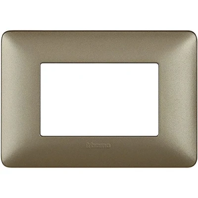 Image of BTicino 3 Module Faceplate, silver, AM4803MTA