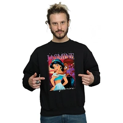Image of Disney Men&#039;s Aladdin Princess Jasmine Montage Sweatshirt Black Small