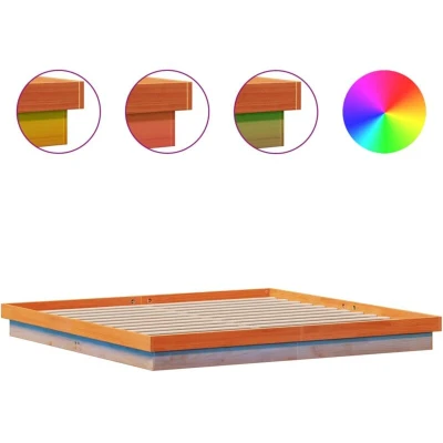 Image of vidaXL LED Bed Frame without Mattress Wax Brown 180x200 cm Super King Solid Wood
