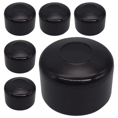 Image of SKIR&#039;CO (6 pcs) Fence Post Caps, Round 42 mm Black Plastic Caps for Posts, Covers, RAL 9005 Colour