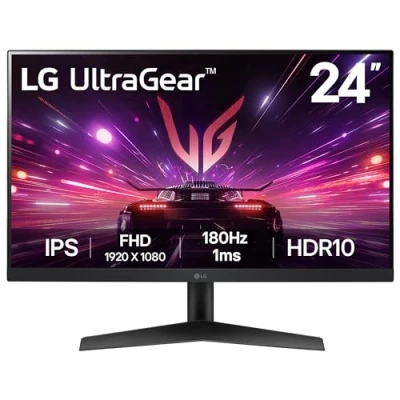 Image of LG UltraGear Gaming Monitor 24GS60F, 24 Inch, 1080p, 180Hz, 1ms Response Time, HDR 10, NVIDIA G Sync &amp; AMD FreeSync compatible, Smart Energy Saving, Displayport, HDMI