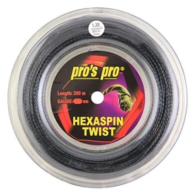 Image of Pro&#039;s Pro Hexaspin Twist Tennis String Reel 200m (Black, 1.30mm)
