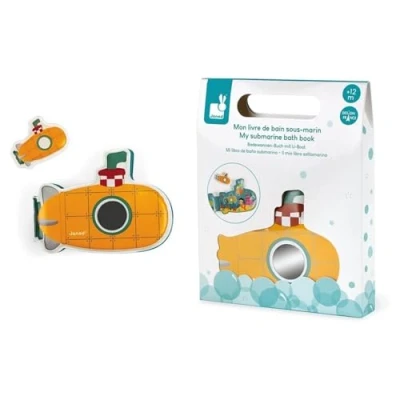 Image of Janod From 12 months My Submarine Bath Book Baby Toy 8 Illustrated Pages Shaped Awakening J04716