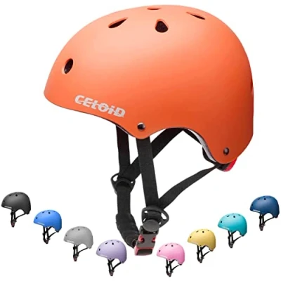 Image of CELOID Kids Bike Helmet,Toddler Skateboard Helmets for Age 5 8 9 Years Boys &amp; Girls,Adjustable Multi Sport Bicycle Skateboarding Roller Inline Skating Scooter Rollerblade Cyling Helmet,Orange