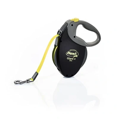 Image of Flexi Giant Neon Tape Black Medium 8m Retractable Dog Leash/Lead for dogs up to 25kgs/55lbs