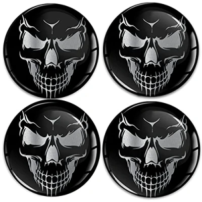 Image of SkinoEu® 4 x 55 mm sticker 3D gel silicone car stickers silver wheel rim hub caps cap tuning A 9255