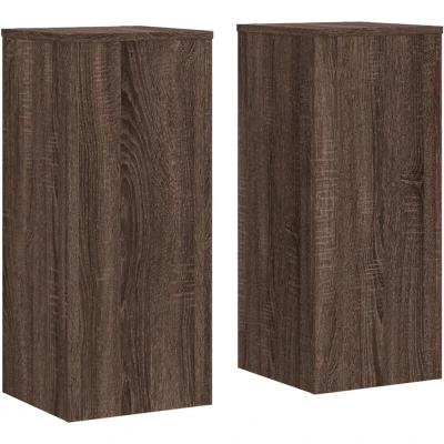 Image of vidaXL Plant Stands 2 pcs Brown Oak 30x30x70 cm Engineered wood