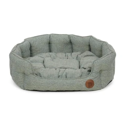 Image of Petface Sage Herringbone Low Oval Dog Bed, XL
