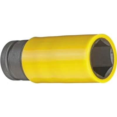 Image of GEDORE red Impact wrench socket with protective sleeve, Socket, 1/2&quot; 12.5 mm drive, Hex, AF 19 mm, Long, carmotive, R63041916