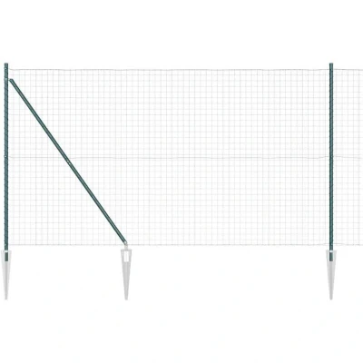 Image of vidaXL Euro Fence with 7 Spike Posts 1.6x10 m Galvanised Steel Green