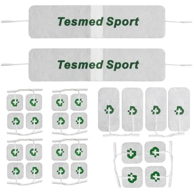 Image of 26 Tesmed TOP EQUIPMENT electrodes, the best range for results: 20 50x50 electrodes + 4 50x100 2 giant Sport bands