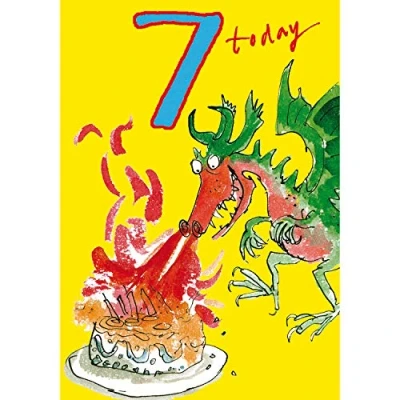 Image of Woodmansterne Boy&#039;s Birthday Card Age 7 Quentin Blake Dragon (2860)