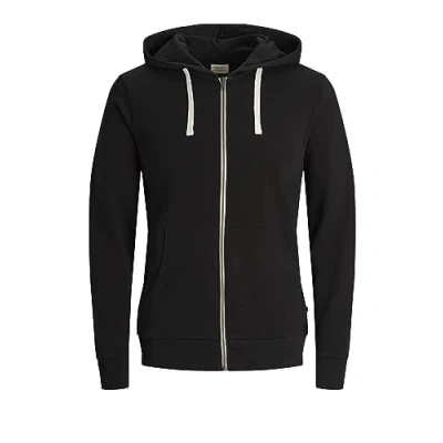 Image of JACK &amp; JONES Men&#039;s JJEHOLMEN Sweat Zip Hood, Black Beauty, L
