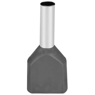 Image of HellermannTyton Twin Nylon Bootlace Ferrule Grey 2 x 0.75 (Pin L 8.0)