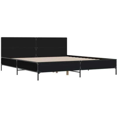 Image of vidaXL Bed Frame without Mattress Black 180x200 cm Super King