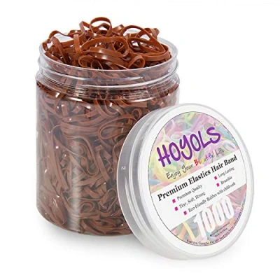Image of Hoyols Hair Elastic Rubber Bands Ties for Ponytail Braid Holder Pack (1000 Count (Pack of 1), Caramel)