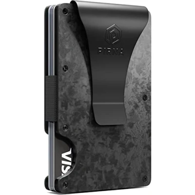 Image of Slim RFID Blocking Minimalist Card Wallet for Men, Thin Front Pocket with Money Clip, Real Forged Carbon Wallets Men in UK Gift Box Black