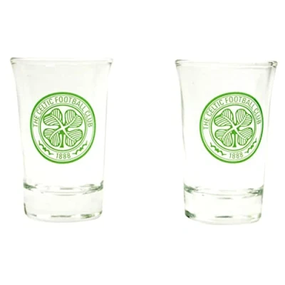 Image of Celtic FC Two Pack Shot Glasses Glasses, Multicoloured, Unique