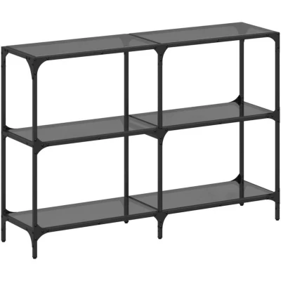 Image of vidaXL Console Table with Black Glass Top 118.5x30x81 cm Steel
