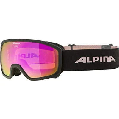 Image of ALPINA Unisex Children, SCARABEO JR. Q LITE ski goggles, black rose, One Size