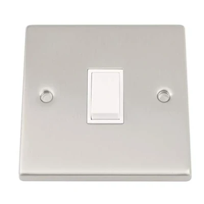 Image of Intermediate Switch 1 Gang Satin Matt Chrome Square White Insert Plastic 10 Amp Single