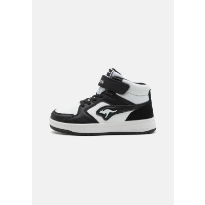 Image of Kangaroos KCP Unisex Hightop trainers for kids, Size: 2.5, Jet black/white Imitation leather/ textile