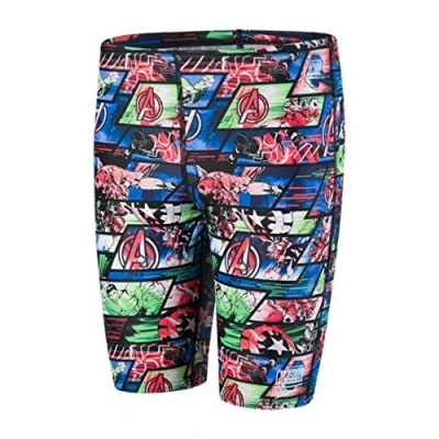 Image of Speedo Boys Marvel Avengers Allover Jammer Black/Neon Blue, Size 22