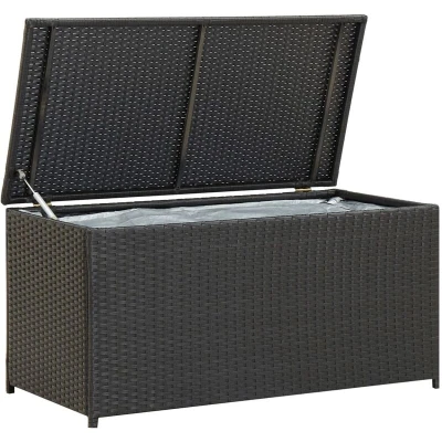 Image of vidaXL Garden Storage Box Poly Rattan 100x50x50 cm Black