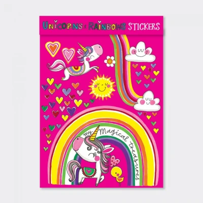 Image of Fun Unicorns and Rainbows Children&#039;s Sticker Book Colorful Shaped Stickers