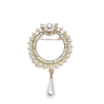 Image of Rhinestone Pearl Brooch Pin for Women Flower Circle Brooches Lapel Accessories Wedding Birthday Jewelry Gift