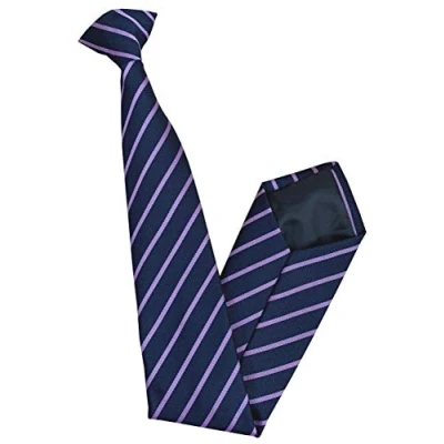 Image of Men&#039;s Navy Blue with Lilac Stripe Clip On Neck Tie