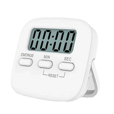 Image of Kitchen Timer, INRIGOROUS Digital Timer Magnetic Countdown Stopwatch with Loud Alarm, Big Digit, Back Stand, Hanging Hole for Cooking, Shower, Bathroom, Kids, Teacher (White, 1)