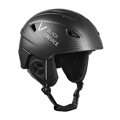 Image of Black Crevice Adult Ski Helmet Stripes Matt Carbon/White L