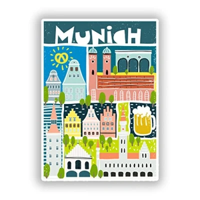 Image of 2 x 10cm/101mm Munich Vinyl Stickers Travel Luggage #10140