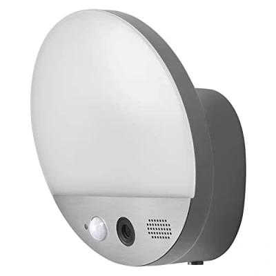 Image of LEDVANCE SMART+ WIFI WALL ROUND CAMERA 10.5cm Outdoor Lamp With Motion Detector, Daylight Sensor And HD Camera, Remote Control Alarm Function, 15 W, 3000 K, 950 Lumen, IP 44