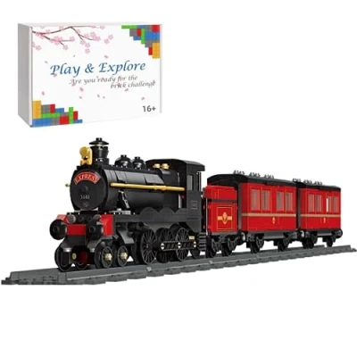 Image of Technic Train Building Kit, 789Pcs GWR Steam Retro Locomotive with Tracks, City Freight Model Creative Gifts for Children and Adults, Compatible Lego