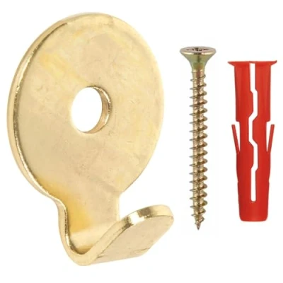 Image of Taskar Heavy Duty Brass Picture Hooks &amp; Fixings Pack of 3