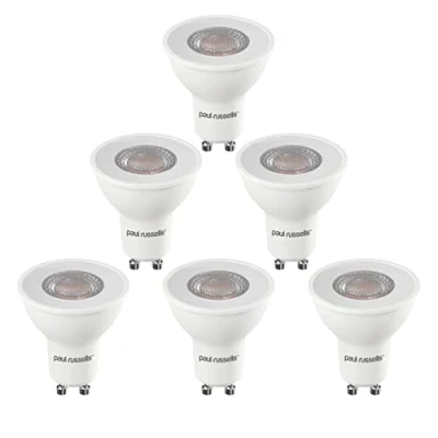 Image of paul russells GU10 LED Bulbs, 4W 345lumens, 50Watt Equivalent Halogen Spotlight Bulbs Replacement, 36 Narrow Beam, Bright Daylight 6500K, No Flickering, Energy Saving Non Dimmable, Pack of 6