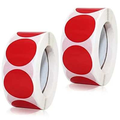 Image of Coloured Dot Stickers Round Color Coding Labels 1 Inch 25mm Self Adhesive Circle Sticky Red