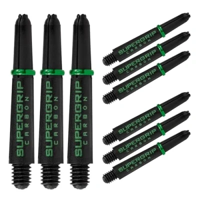 Image of Harrows Darts 3 x Sets of Supergrip Carbon Dart Stems 9 Shafts in Total Medium, Midi &amp; Short (Green, Short)